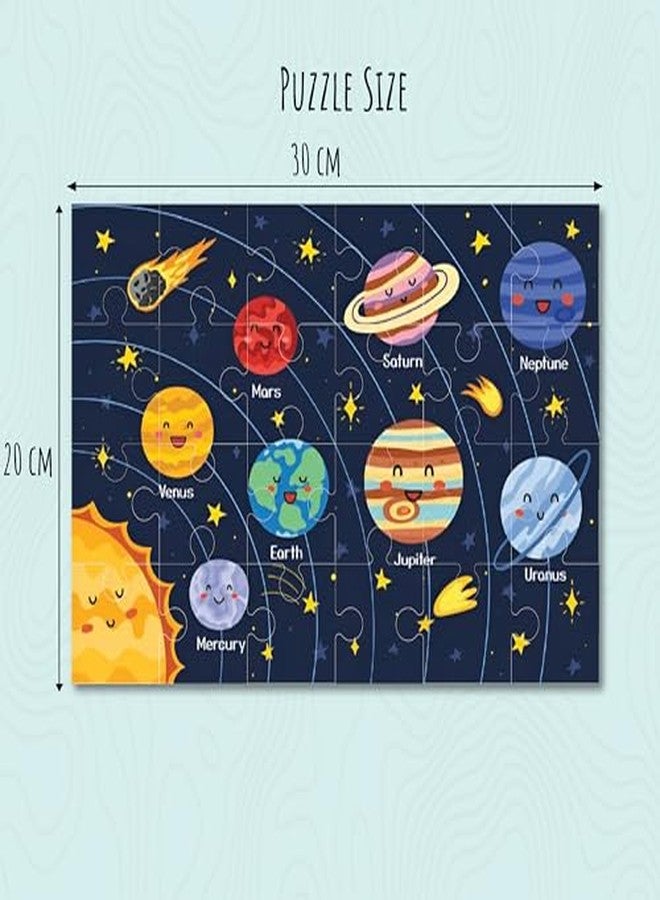 Khilonewale Space Puzzle for Kids 3+, 8x12 Educational Jigsaw with Planets, Rockets, Astronauts and City Vehicles, Learning Toy for Boys and Girls (Smiley Planet Orbits47) - Image 3